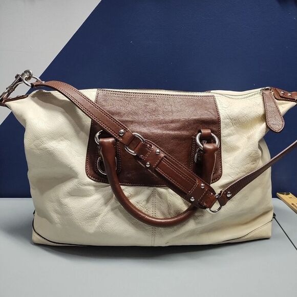 Coach New York Satchel Large Purse Women's Brown‎ Cream Leather D1149-F15447 - Picture 13 of 16